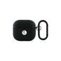 BMW BMA4SSLBK AirPods 4 cover black/black Geniune Leather Silver Logo