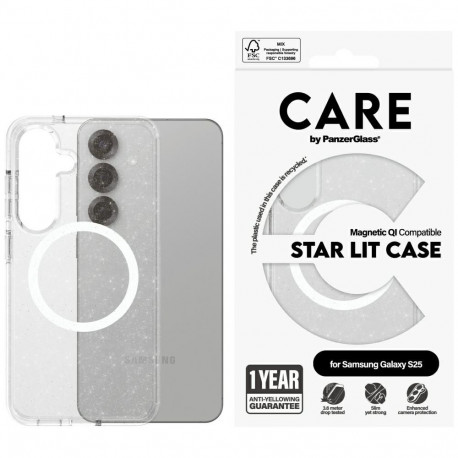 CARE by PanzerGlass Flagship Urban Combat Starlight White QI Case for Samsung Galaxy S25 - Transpare