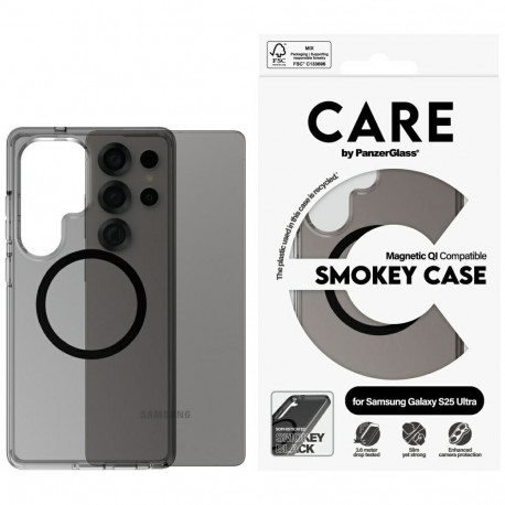 CARE by PanzerGlass Flagship Urban Combat Black QI Case for Samsung Galaxy S25 Ultra - Semi-transpar