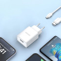 Dudao A4EU USB-A 2.1A wall charger - white + USB-A - micro USB cable