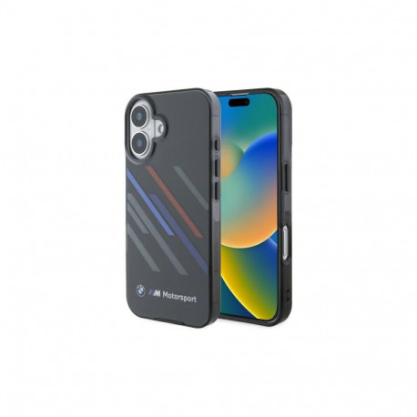 BMW Motosport IML Random Stripes Case for iPhone 16 Plus - Black