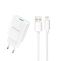 Dudao A4EU USB-A 2.1A wall charger - white + USB-A - Lightning cable