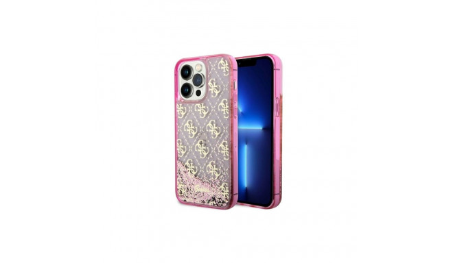 Guess GUHCP14XLC4PSGP iPhone 14 Pro Max 6.7" pink/pink hardcase Liquid Glitter 4G Transculent