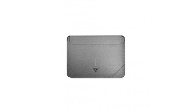 Guess Saffiano Triangle Logo case for a 16" laptop - silver
