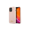 Guess GUHMP13XLSLMGLP iPhone 13 Pro Max 6.7" light pink/light pink hardcase Silicone Script Gold Log