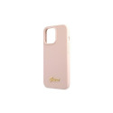 Guess GUHMP13XLSLMGLP iPhone 13 Pro Max 6.7" light pink/light pink hardcase Silicone Script Gold Log