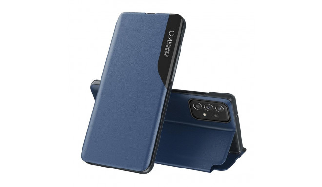 Eco Leather View Case elegant case with a flap and stand function for Samsung Galaxy A73 blue