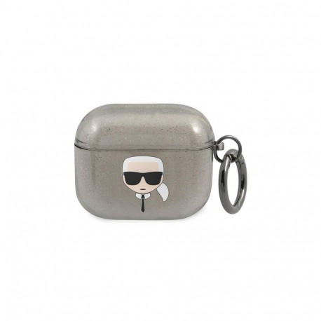 Karl Lagerfeld Glitter Karl's Head Case for AirPods 3 - Black
