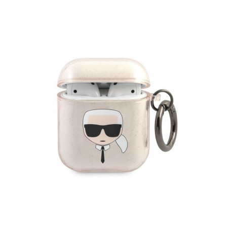 Karl Lagerfeld Glitter Karl's Head Case for AirPods 1/2 - Gold