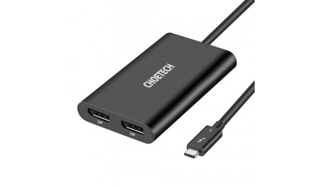 Choetech plug adapter USB Type C Thunderbolt 3 (40Gbps) - 2x DisplayPort 4K 60Hz black (HUB-D03)