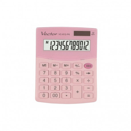 VECTOR CALCULATOR OFFICE KAV VC-812 PK roosa kalkulaator