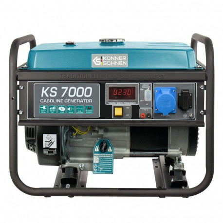 Könner & Söhnen KS 7000 bensiinmootor-generaator 5000 W 25 L must, sinakasroheline
