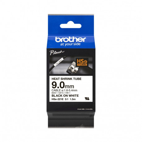 Brother Heat Shrink Tubing - Roll 0.9 cm x 1.5 m - Black on White