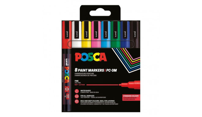 Marker UNI Posca PC3M, põhivärvid 8tk, 0,9-1,3mm