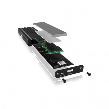 "ICY BOX IB-1824ML-C31 Externes USB-C 3.2 Gehäuse für M.2 NVMe SSD mit LED-Beleuchtung"