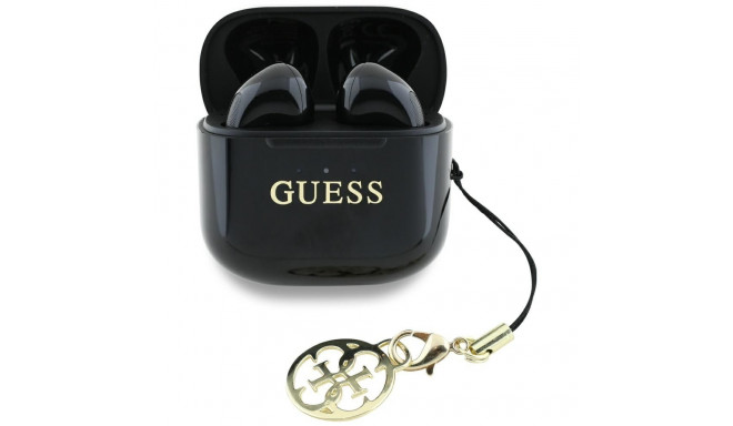 Guess Glossy Effect Printed Classic Logo & Charm TWS headphones - black