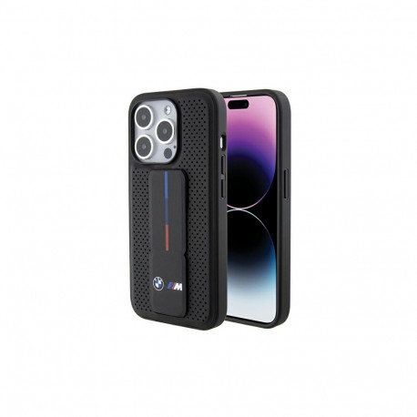 BMW Grip Stand Smooth & Perforated case for iPhone 15 Pro - black