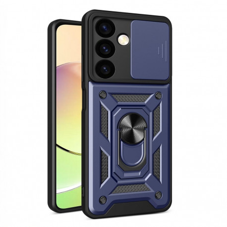 Hybrid Armor Camshield case for Xiaomi POCO C65 / Redmi 13C armored case with camera cover - blue