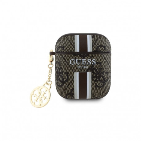 Guess GUA2P4RPSW AirPods 1/2 cover brown/brown 4G Printed Stripes Charm