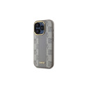 DKNY Leather Checkered Mono Pattern MagSafe iPhone 15 Pro Max Case - Beige