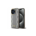 DKNY Leather Checkered Mono Pattern MagSafe iPhone 15 Pro Case - Beige