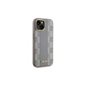 DKNY Leather Checkered Mono Pattern MagSafe iPhone 15 Plus Case - Beige