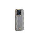 DKNY Leather Checkered Mono Pattern MagSafe iPhone 15 Pro Case - Beige