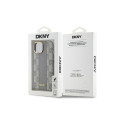 DKNY Leather Checkered Mono Pattern MagSafe iPhone 15 Plus Case - Beige