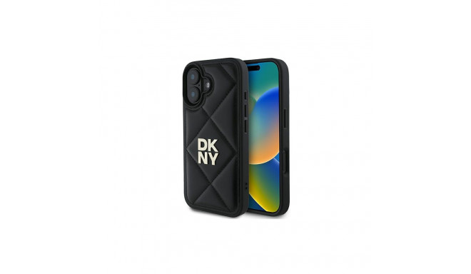 DKNY Quilted Stack Logo iPhone 16 Case - Black