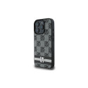 DKNY Checkered Pattern & Printed Stripes case for iPhone 16 Pro Max - black