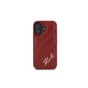 Karl Lagerfeld Diagonal Quilted Script iPhone 16 Case - Red