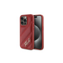 Karl Lagerfeld Diagonal Quilted Script case for iPhone 15 Pro Max - red