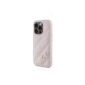 Karl Lagerfeld Diagonal Quilted Script case for iPhone 15 Pro Max - pink