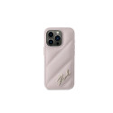 Karl Lagerfeld Diagonal Quilted Script case for iPhone 15 Pro Max - pink