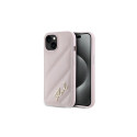 Karl Lagerfeld Diagonal Quilted Script case for iPhone 15 Plus / 14 Plus - pink