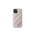 Karl Lagerfeld Diagonal Quilted Script case for iPhone 15 Plus / 14 Plus - pink