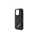 Karl Lagerfeld Diagonal Quilted Script case for iPhone 15 Pro - black