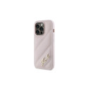 Karl Lagerfeld Diagonal Quilted Script case for iPhone 14 Pro - pink