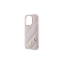 Karl Lagerfeld Diagonal Quilted Script case for iPhone 14 Pro Max - pink