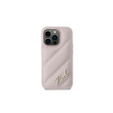 Karl Lagerfeld Diagonal Quilted Script case for iPhone 14 Pro - pink