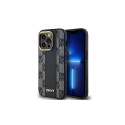 DKNY Leather Checkered Mono Pattern MagSafe case for iPhone 14 Pro - black