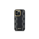 DKNY Leather Checkered Mono Pattern MagSafe case for iPhone 14 Pro - black