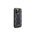 DKNY Leather Checkered Mono Pattern MagSafe case for iPhone 14 Pro - black