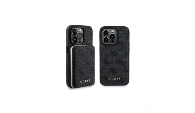 Guess 4G Metal Logo Case Set for iPhone 13 Pro Max + 5000mAh MagSafe Powerbank - Black
