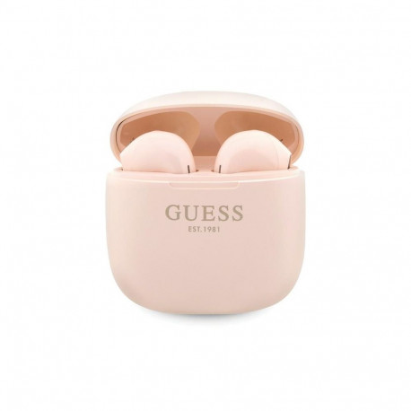 Guess Classic EST Logo TWS Bluetooth headphones + docking station - pink