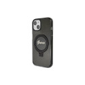 Guess Ring Stand Script Glitter MagSafe case for iPhone 14 / 15 / 13 - black