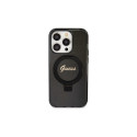 Guess Ring Stand Script Glitter MagSafe case for iPhone 13 Pro Max - black