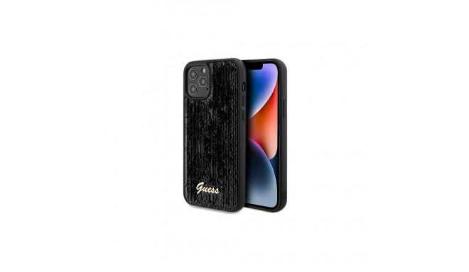 Guess Sequin Script Metal case for iPhone 12/12 Pro - black