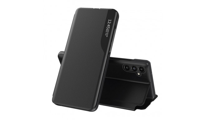 Eco Leather View Case case for Samsung Galaxy A14 with a flip stand black