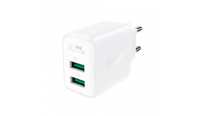 Acefast charger 2x USB 18W QC 3.0, AFC, FCP white (A33 white)